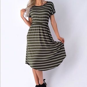 Olive striped dress